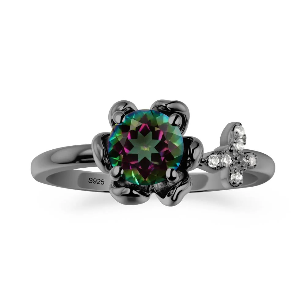 Round Mystic Topaz Petal Halo Ring - Image 7