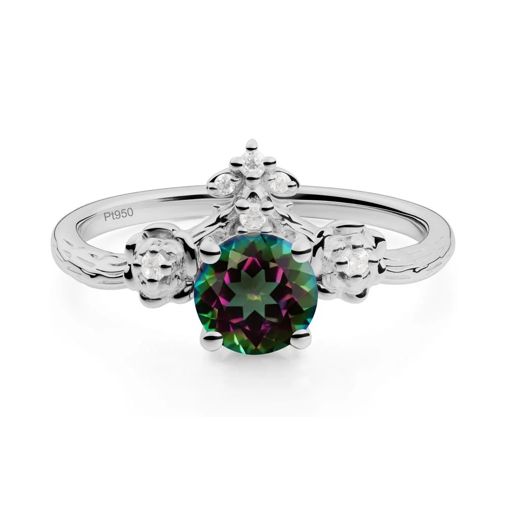 Round Mystic Topaz Rose Ring with Wood Grain - Image 3
