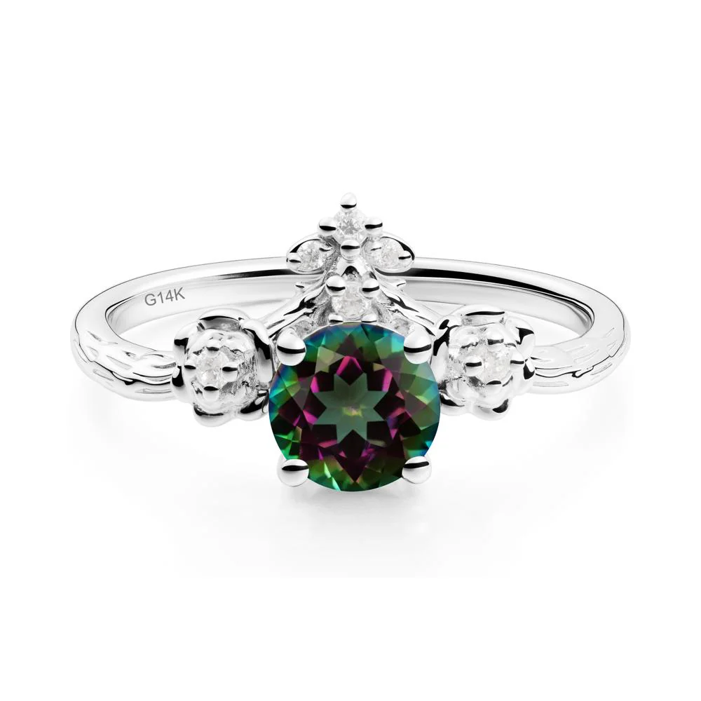 Round Mystic Topaz Rose Ring with Wood Grain - Image 4