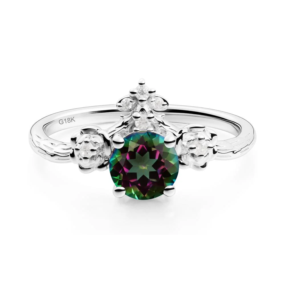 Round Mystic Topaz Rose Ring with Wood Grain - Image 5