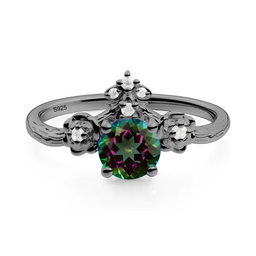 Round Mystic Topaz Rose Ring with Wood Grain - Image 6