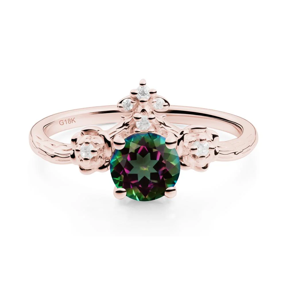 Round Mystic Topaz Rose Ring with Wood Grain - Image 7