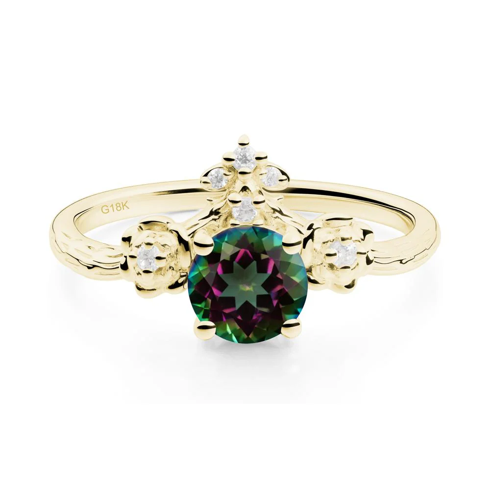 Round Mystic Topaz Rose Ring with Wood Grain - Image 8