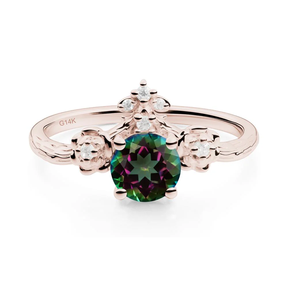 Round Mystic Topaz Rose Ring with Wood Grain - Image 9