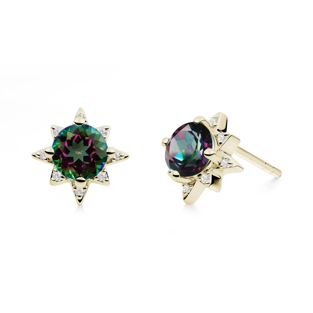Round Mystic Topaz Sunburst Earrings