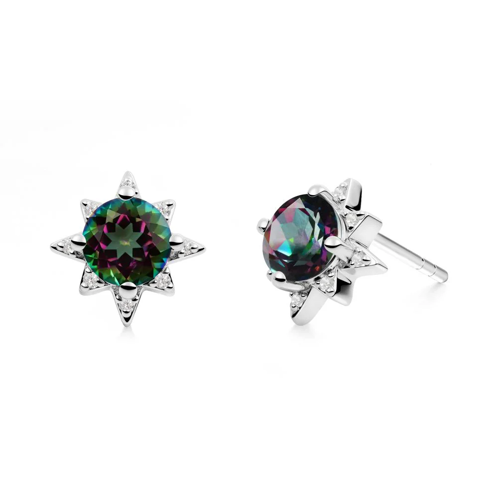 Round Mystic Topaz Sunburst Earrings - Image 5