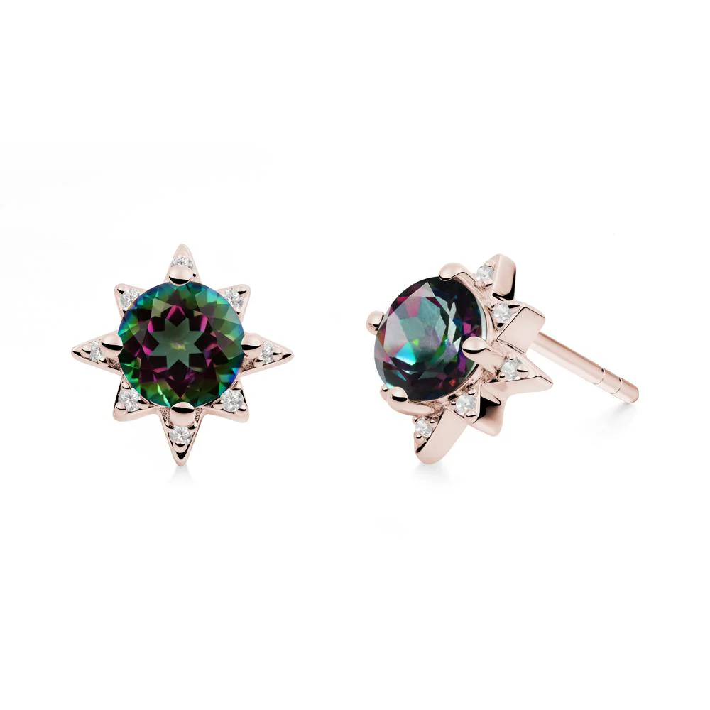 Round Mystic Topaz Sunburst Earrings - Image 8