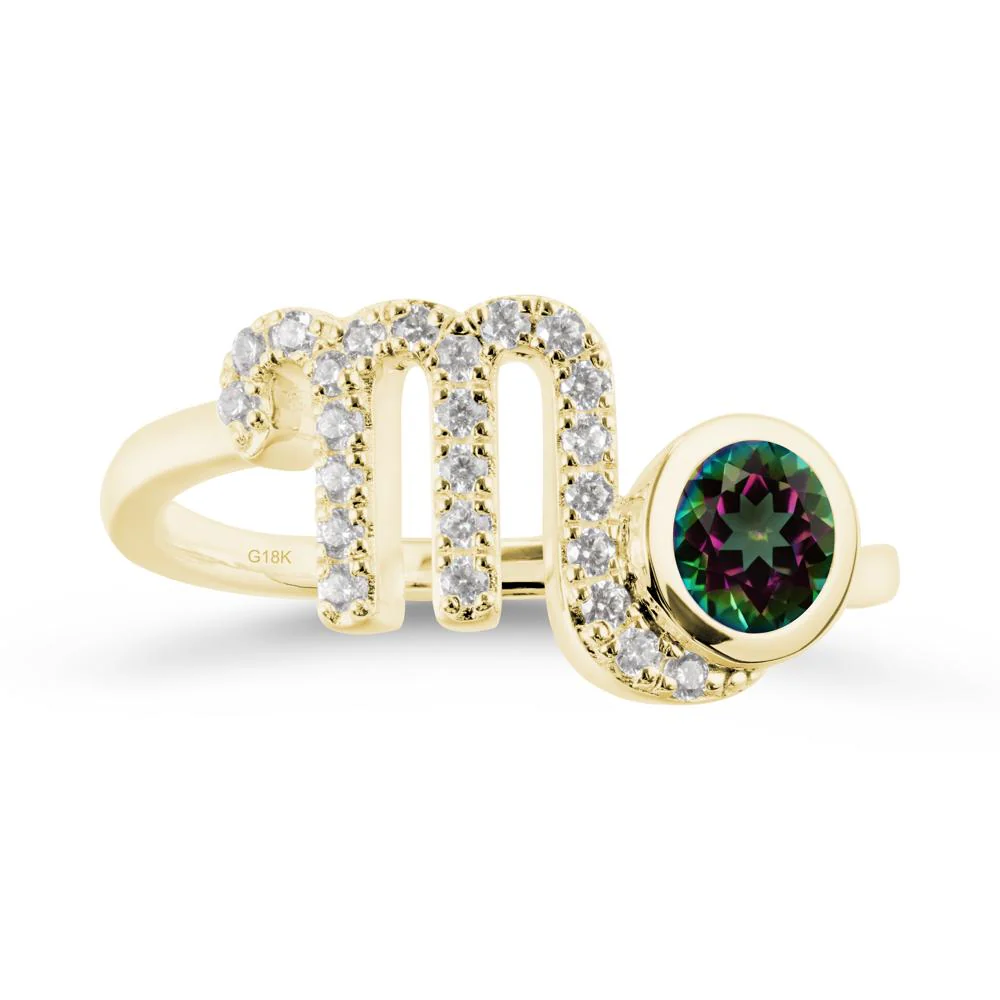 Round Mystic Topaz Wrap Around Scorpio Zodiac Ring - Image 6