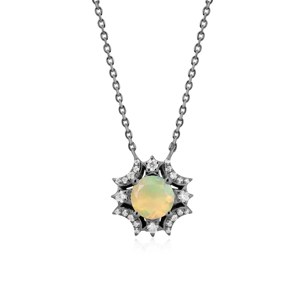 Round Opal Celestial Star Pendant Necklace - Image 8