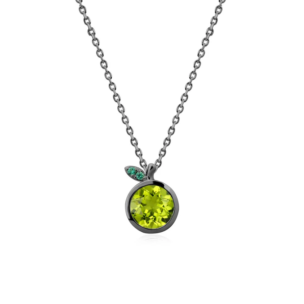Round Peridot and Emerald Leaf Pendant Necklace - Image 7