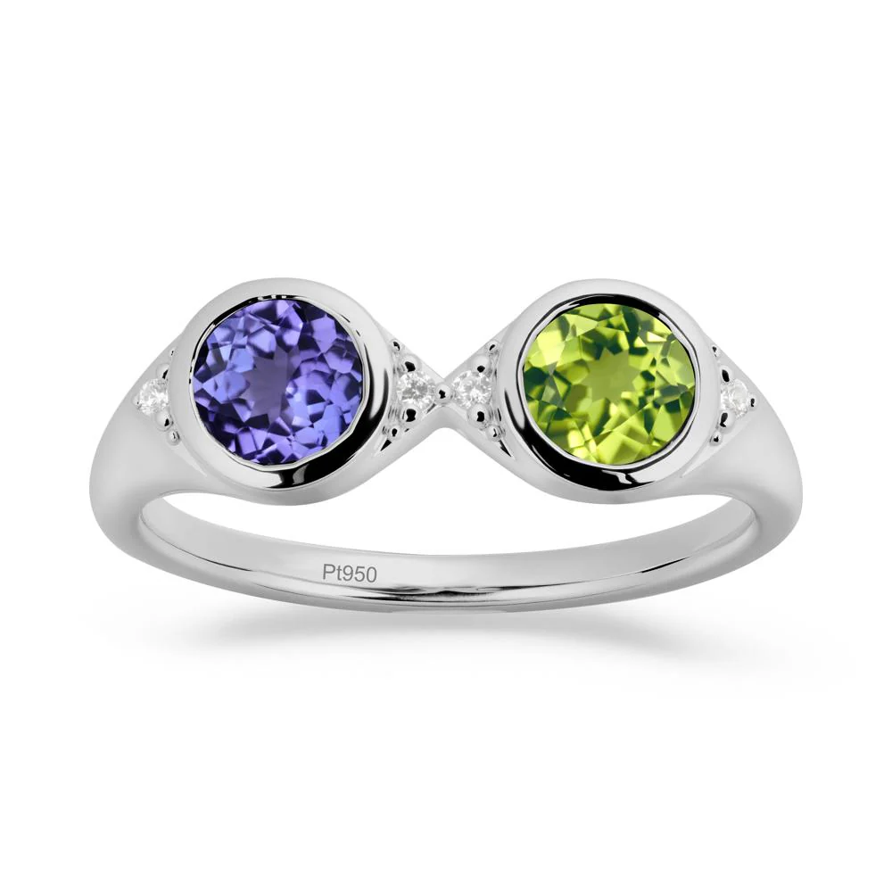 Round Peridot and Tanzanite Toi Et Moi Ring - Image 6