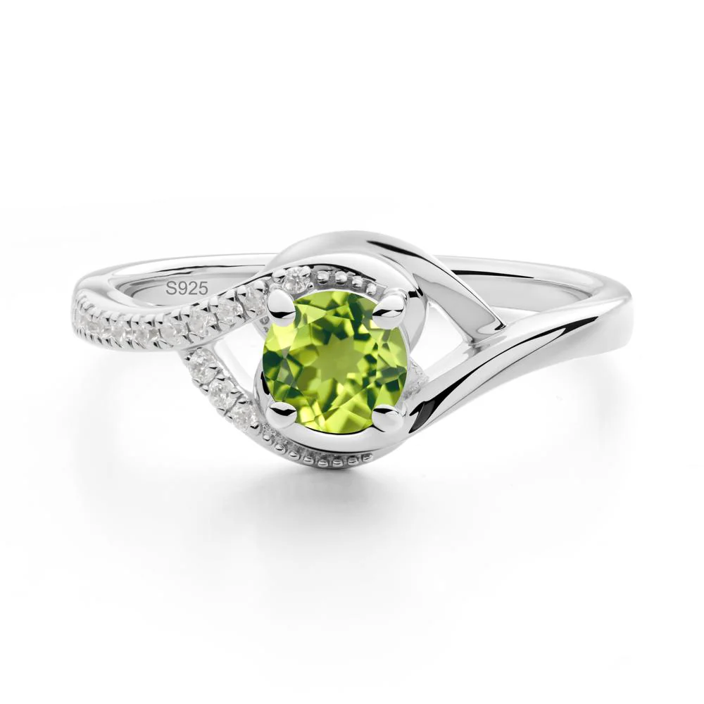 Round Peridot Bypass Statement Ring - Image 2