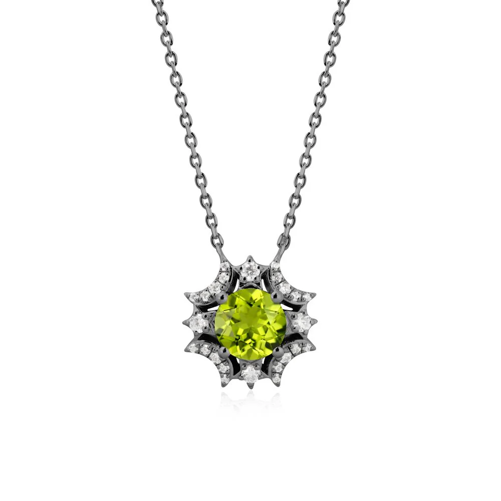 Round Peridot Celestial Star Pendant Necklace