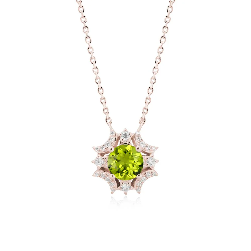 Round Peridot Celestial Star Pendant Necklace - Image 2