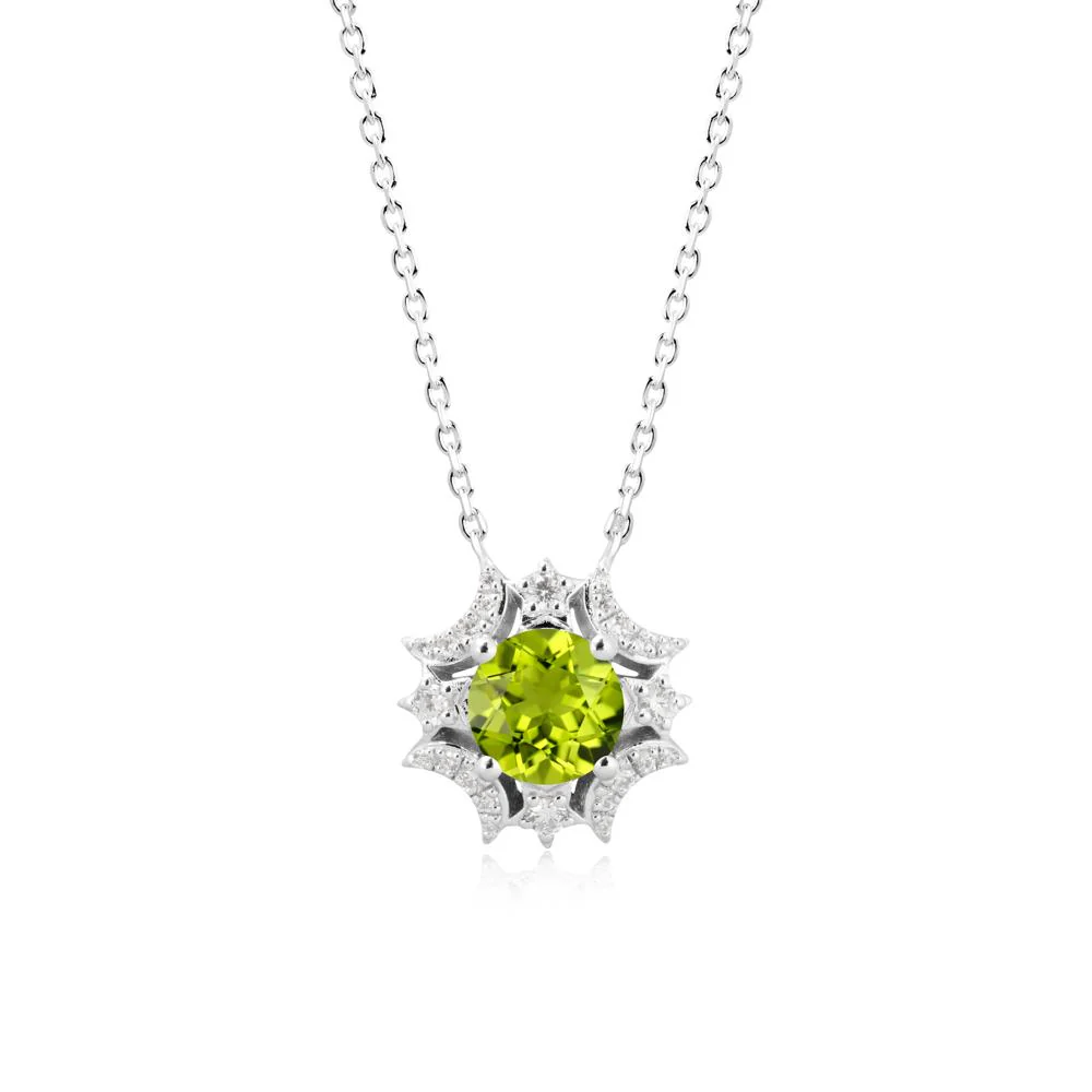Round Peridot Celestial Star Pendant Necklace - Image 9