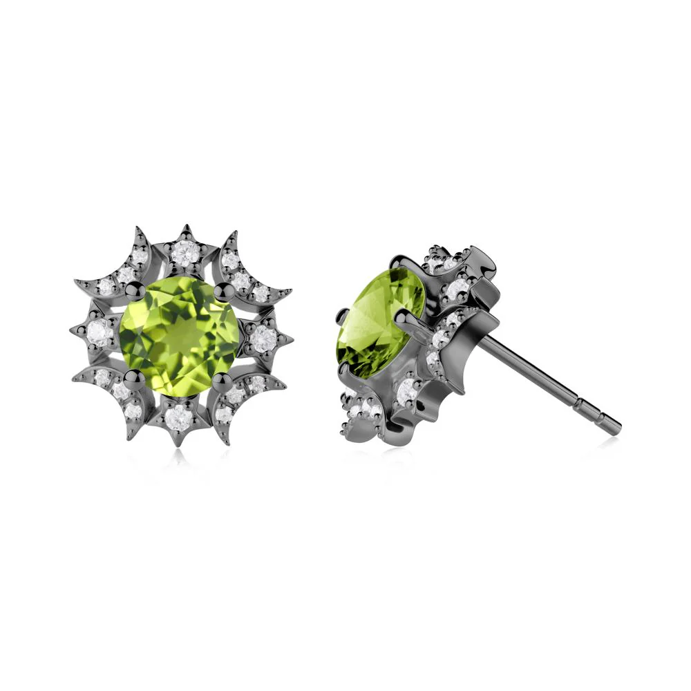 Round Peridot Celestial Star Stud Earrings - Image 5