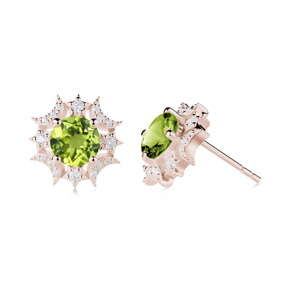 Round Peridot Celestial Star Stud Earrings - Image 8