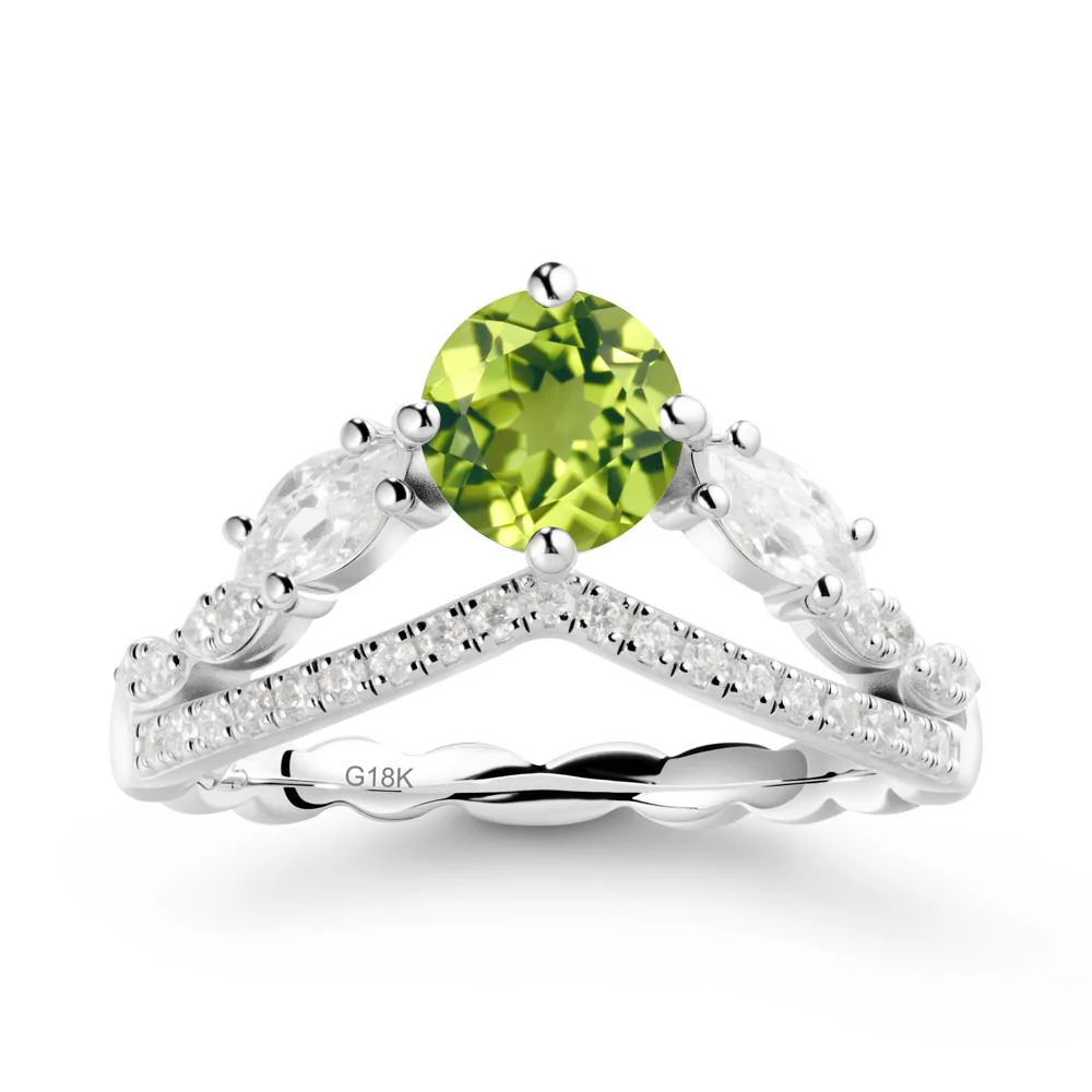Round Peridot Crown Ring with Leaf - Image 6