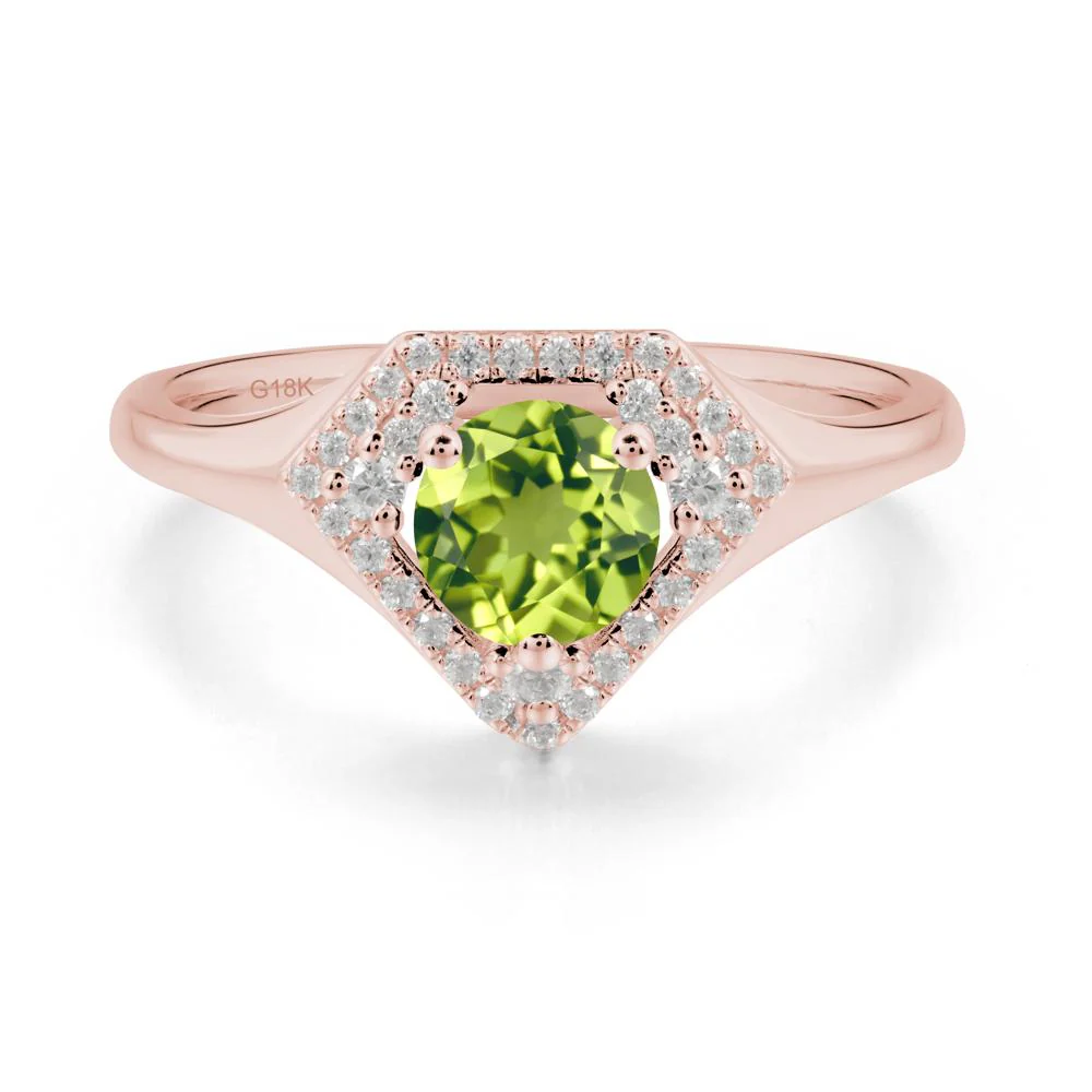 Round Peridot Double Halo Ring - Image 6