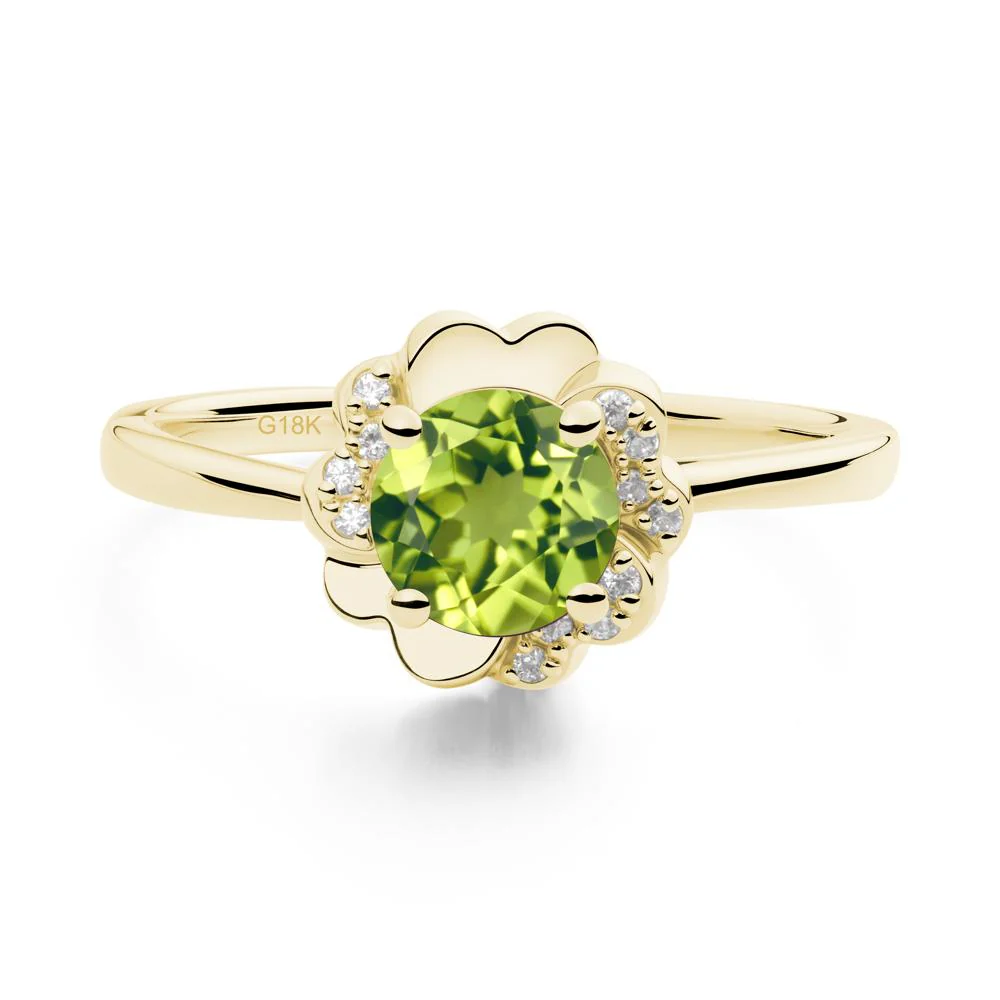 Round Peridot Floral Engagement Ring - Image 3
