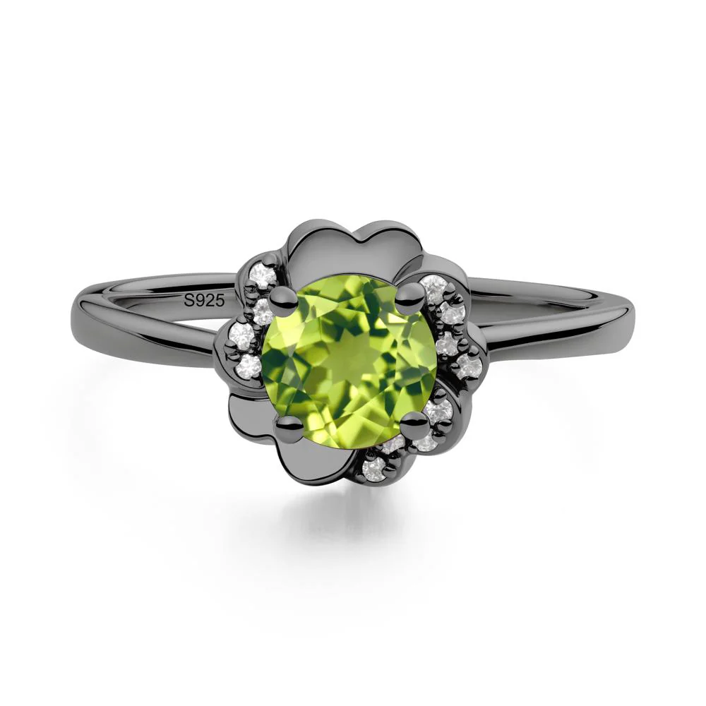 Round Peridot Floral Engagement Ring - Image 4