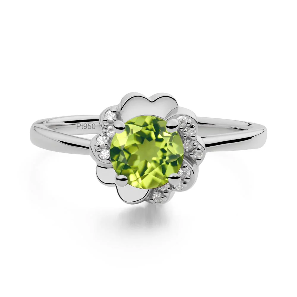 Round Peridot Floral Engagement Ring - Image 6