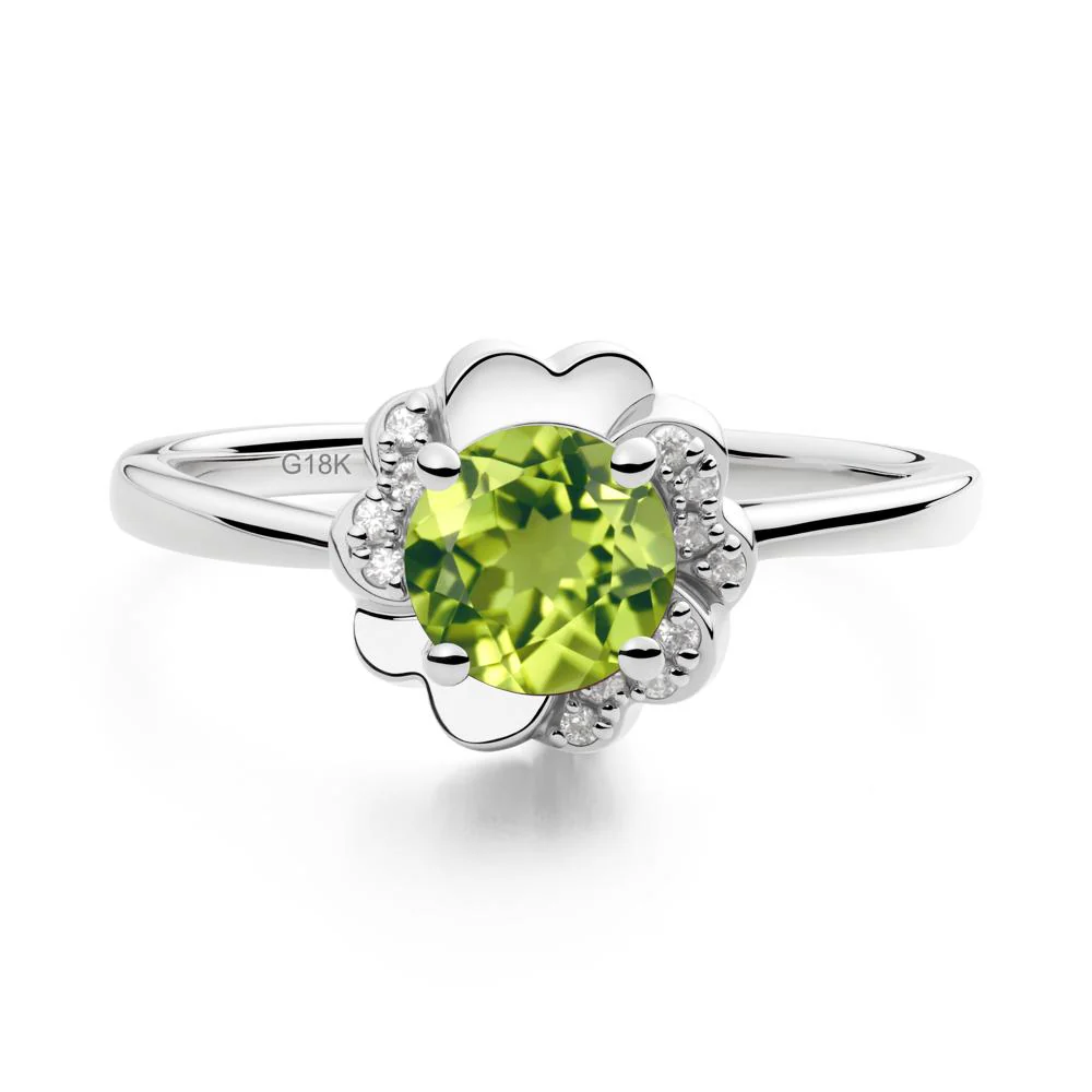 Round Peridot Floral Engagement Ring - Image 7