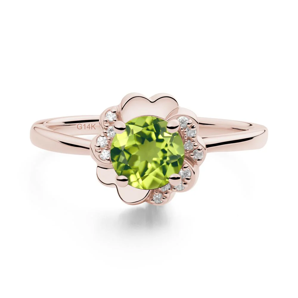 Round Peridot Floral Engagement Ring - Image 9