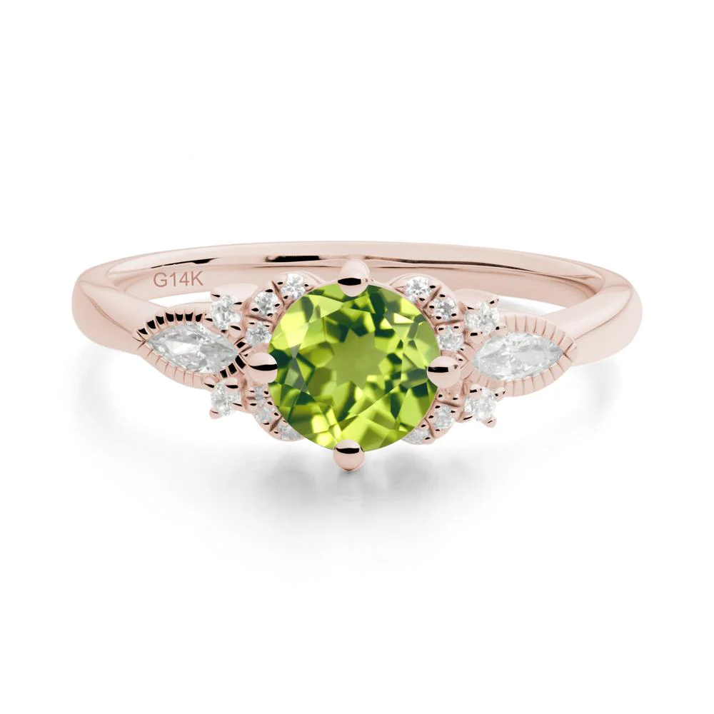 Round Peridot Floral Statement Ring
