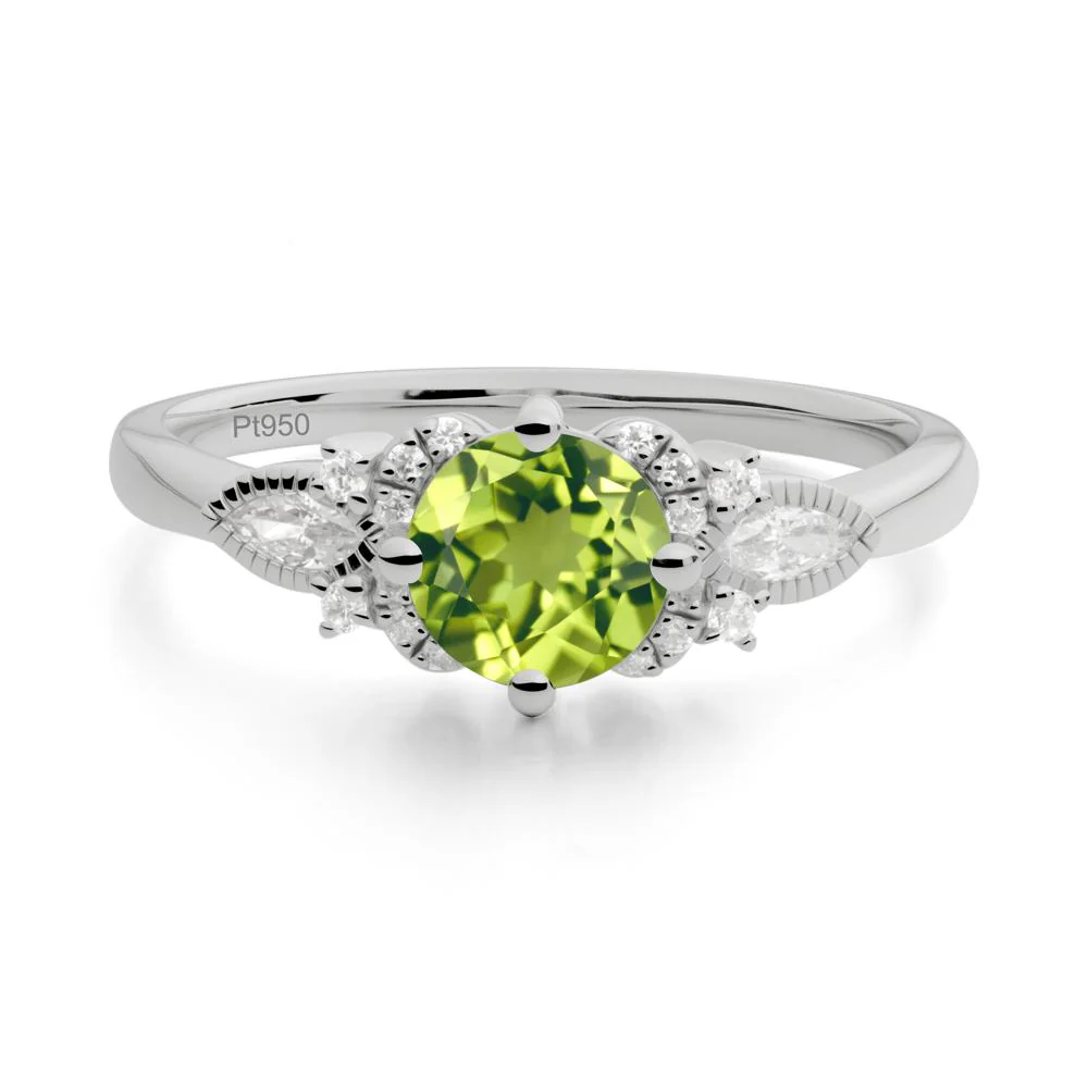 Round Peridot Floral Statement Ring - Image 3