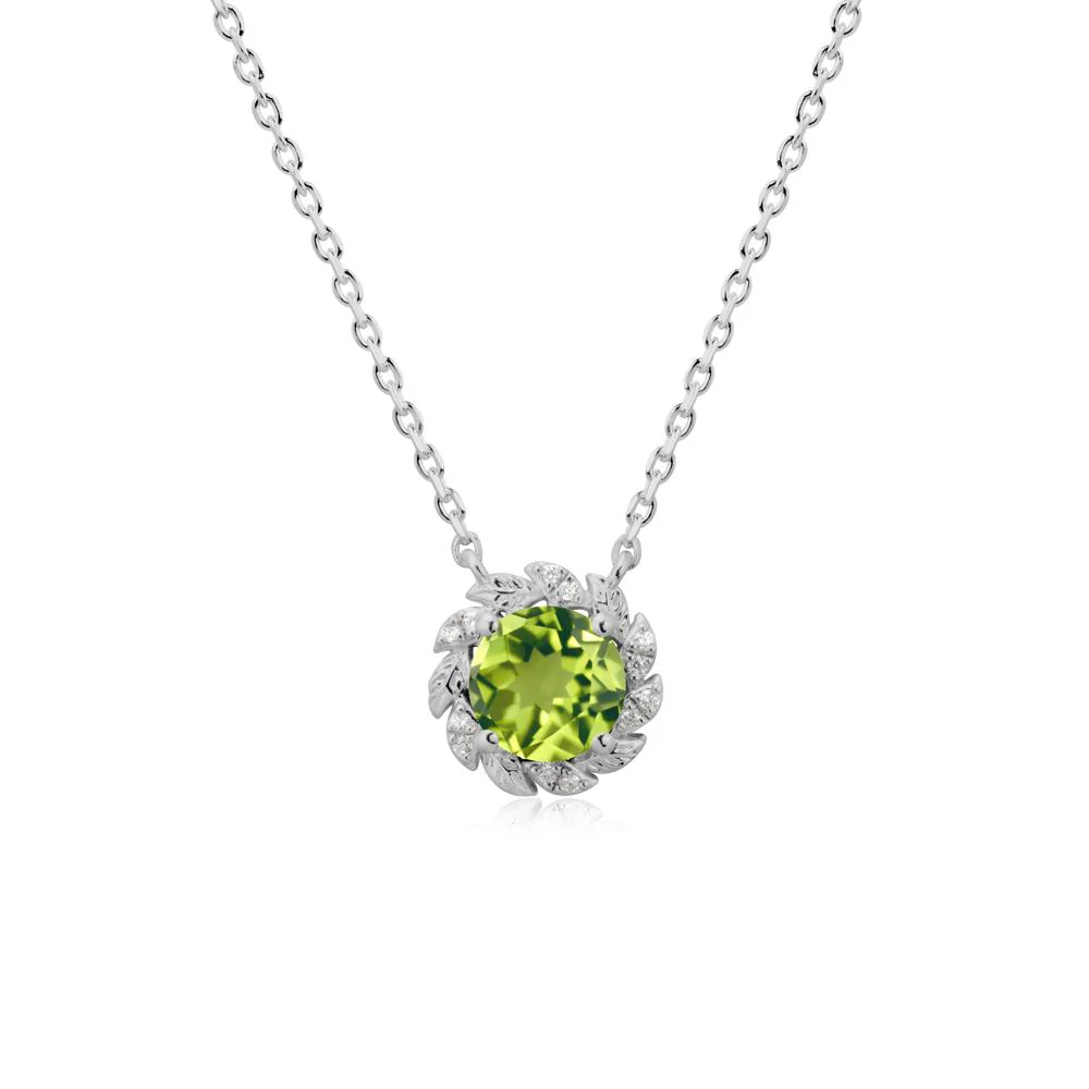 Round Peridot Flower Necklace