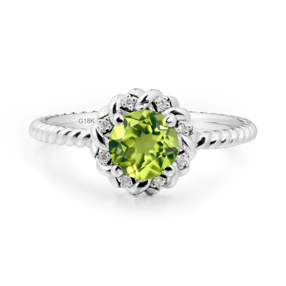 Round Peridot Halo Engagement Ring - Image 3
