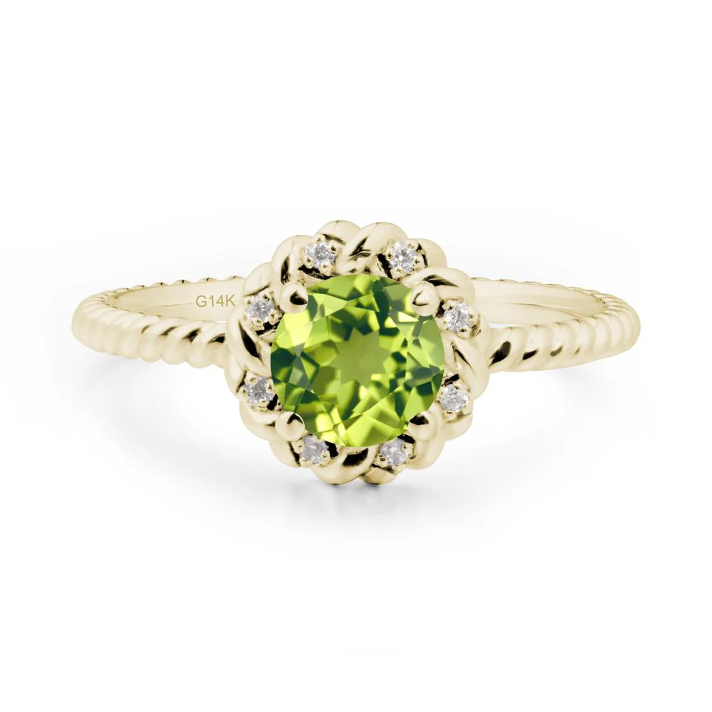 Round Peridot Halo Engagement Ring - Image 5