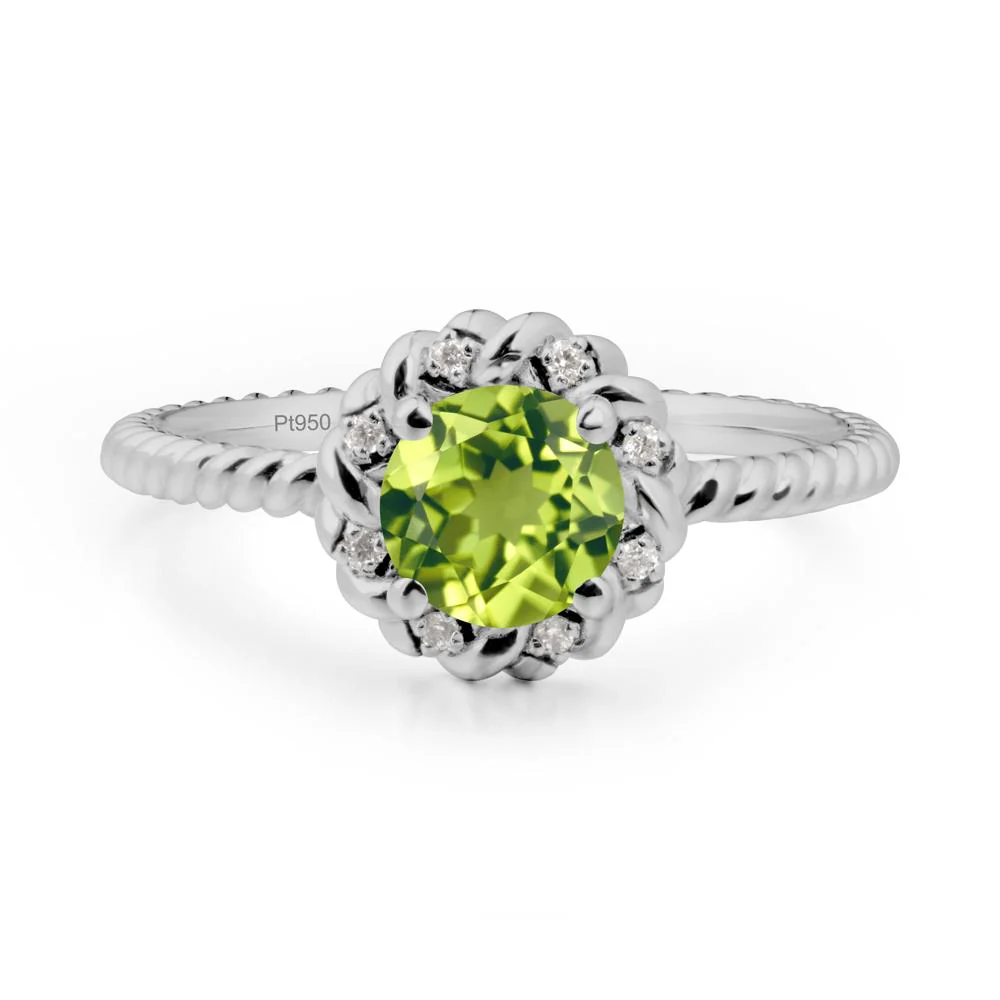 Round Peridot Halo Engagement Ring - Image 6