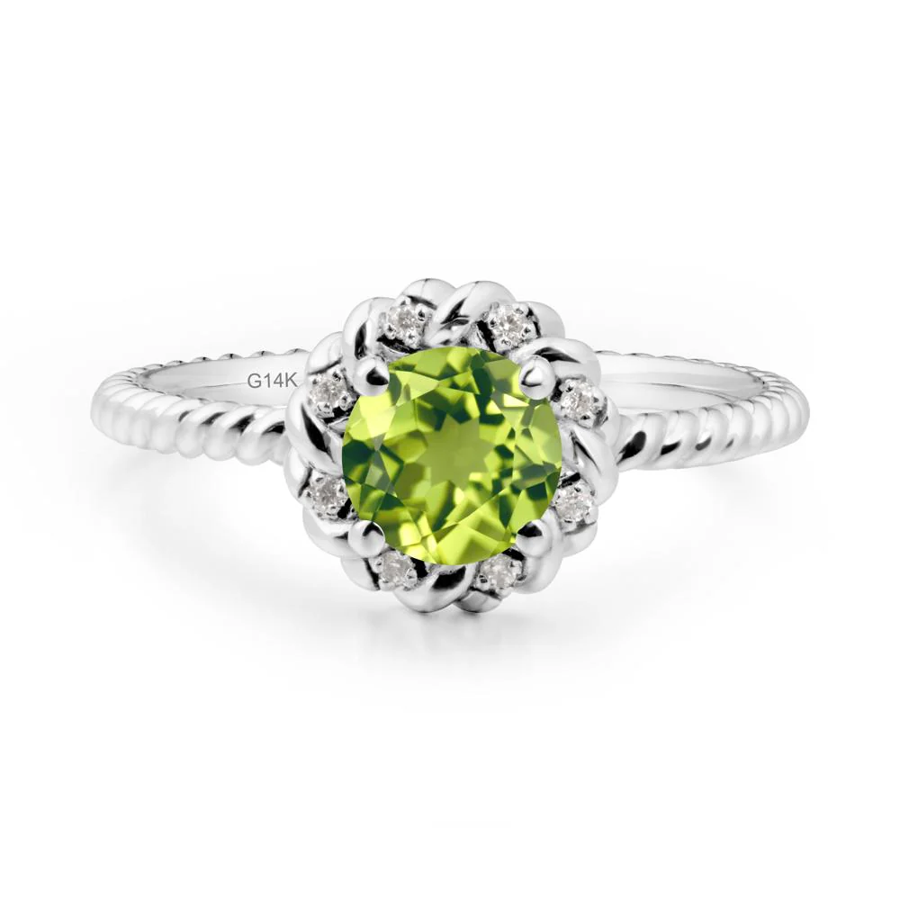 Round Peridot Halo Engagement Ring - Image 7
