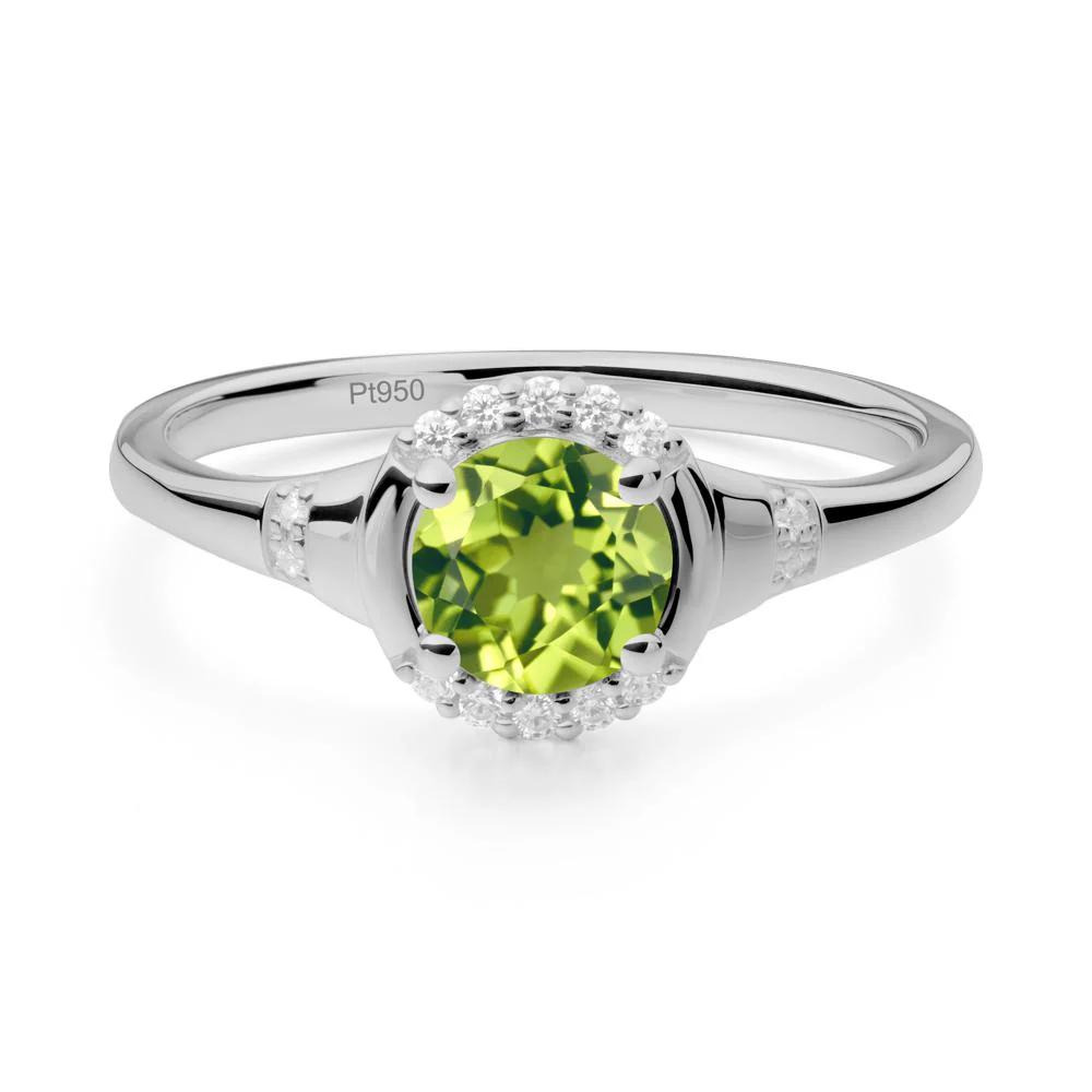 Round Peridot Halo Ring