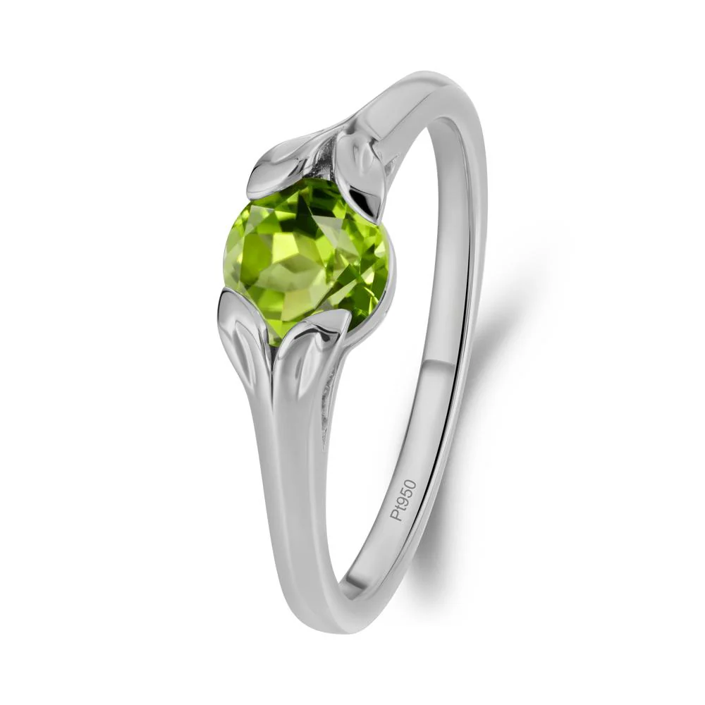 Round Peridot Leaf Ring - Image 3