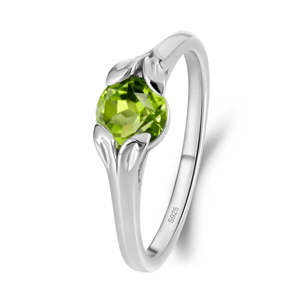 Round Peridot Leaf Ring - Image 5