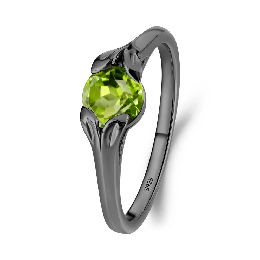 Round Peridot Leaf Ring - Image 7