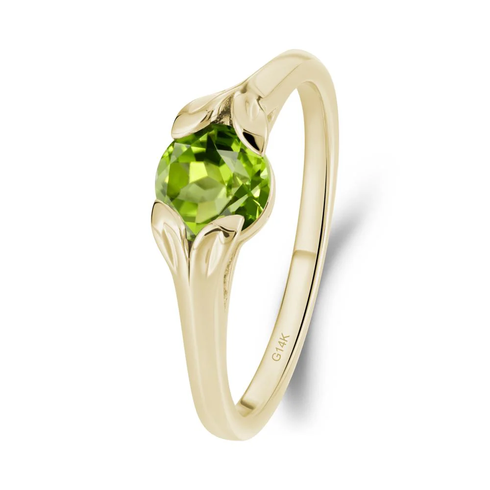 Round Peridot Leaf Ring - Image 9