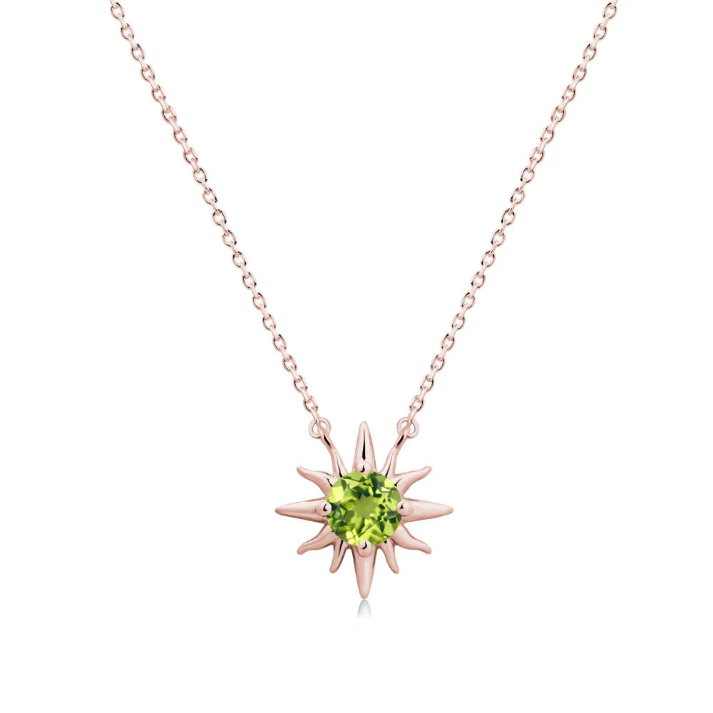 Round Peridot Sun Pendant Necklace - Image 4