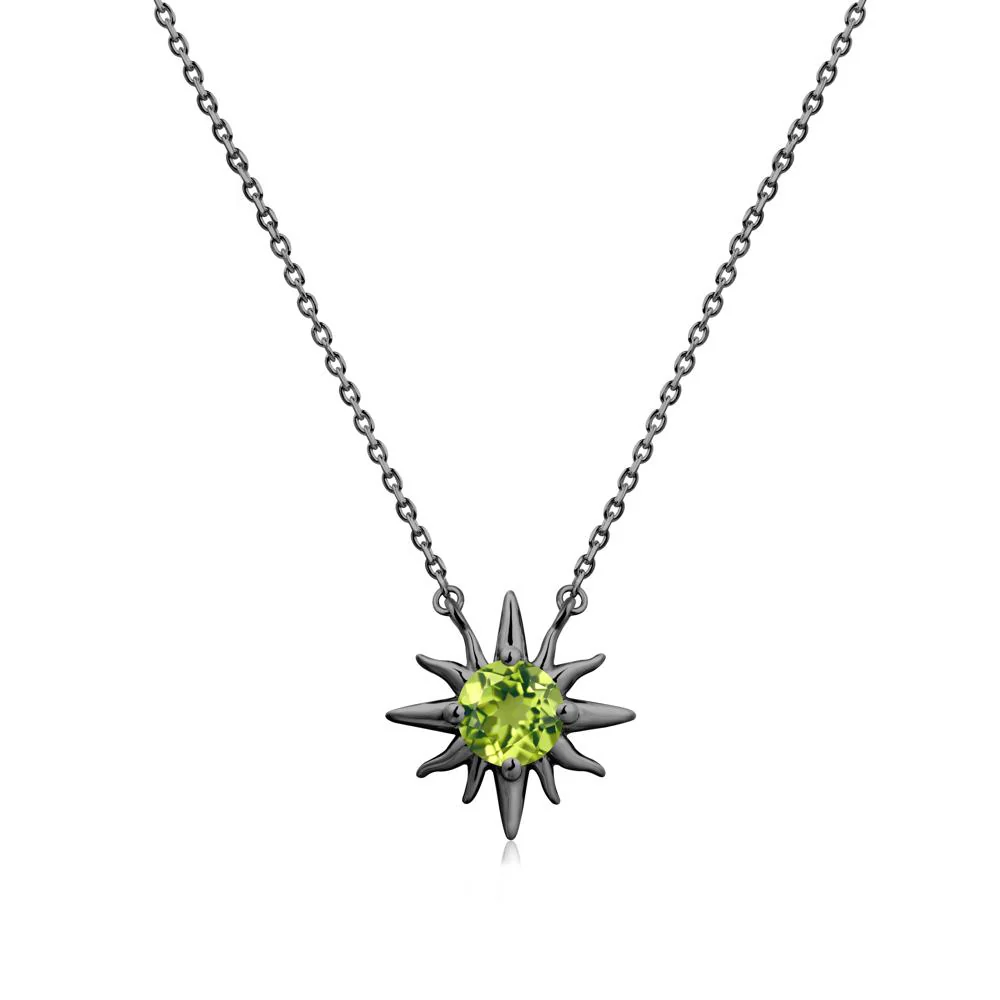 Round Peridot Sun Pendant Necklace - Image 7