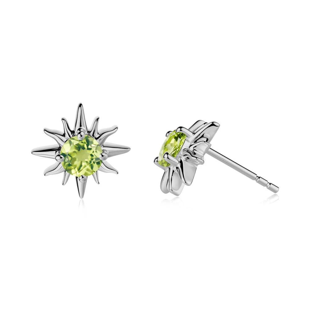 Round Peridot Sun Stud Earrings - Image 5