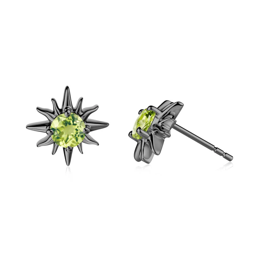 Round Peridot Sun Stud Earrings - Image 6