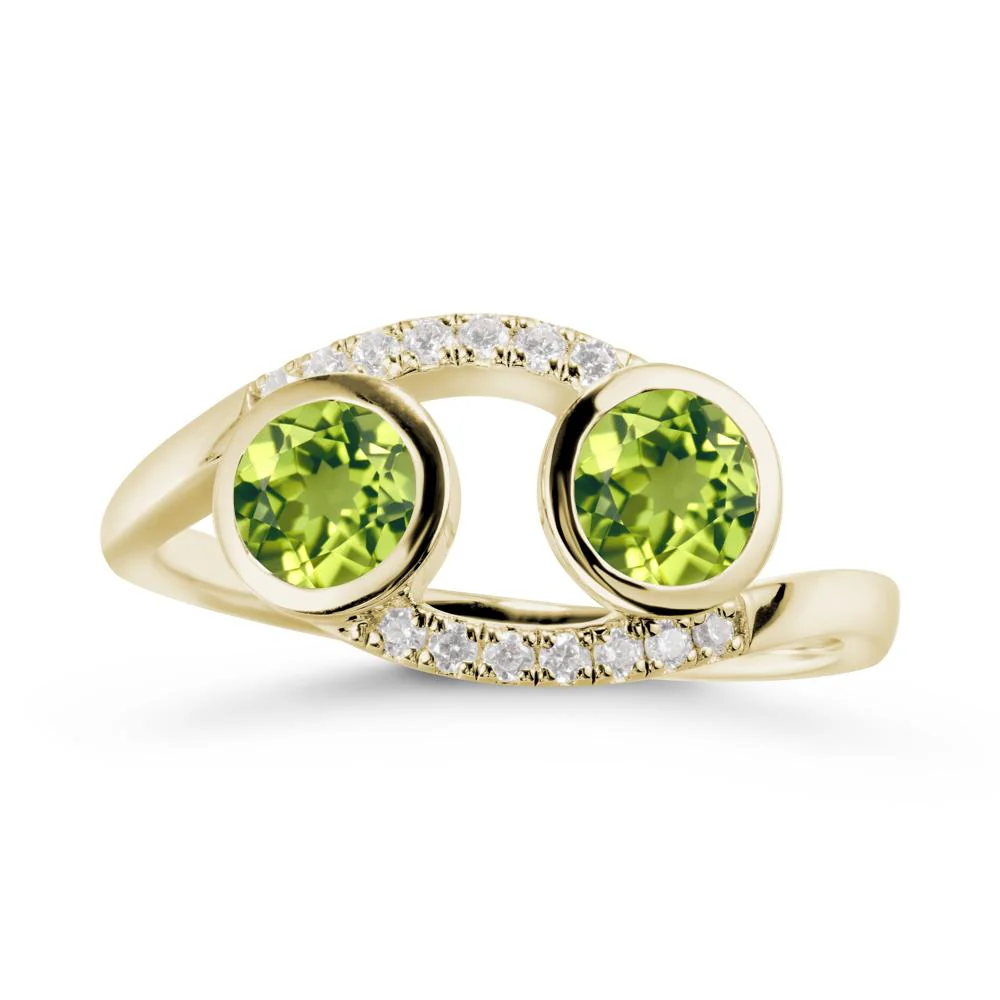 Round Peridot Two Stone Ring - Image 4