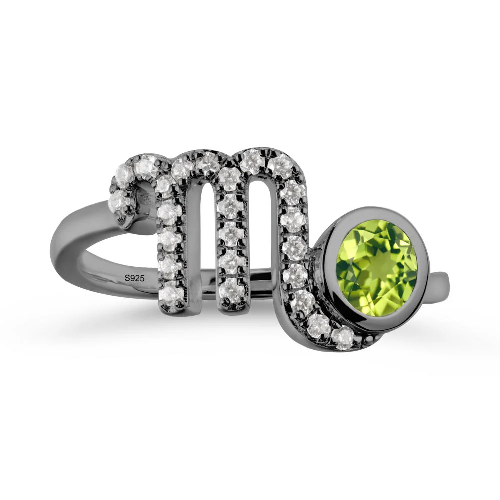Round Peridot Wrap Around Scorpio Zodiac Ring - Image 7