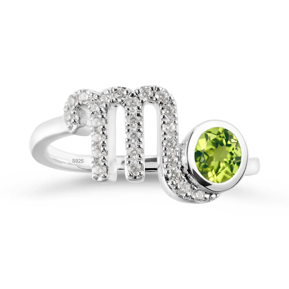 Round Peridot Wrap Around Scorpio Zodiac Ring - Image 9