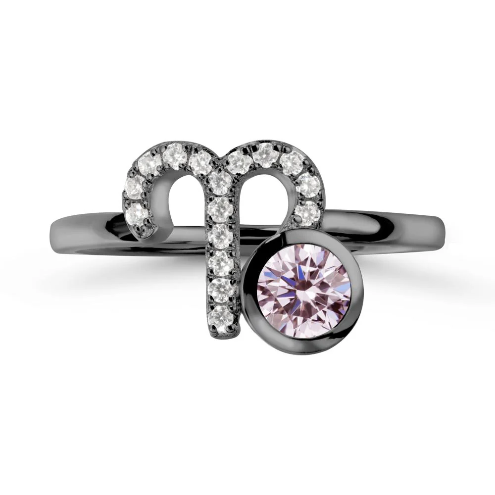 Round Pink Cubic Zirconia Aries Zodiac Ring-Bold & Ambitious - Image 8