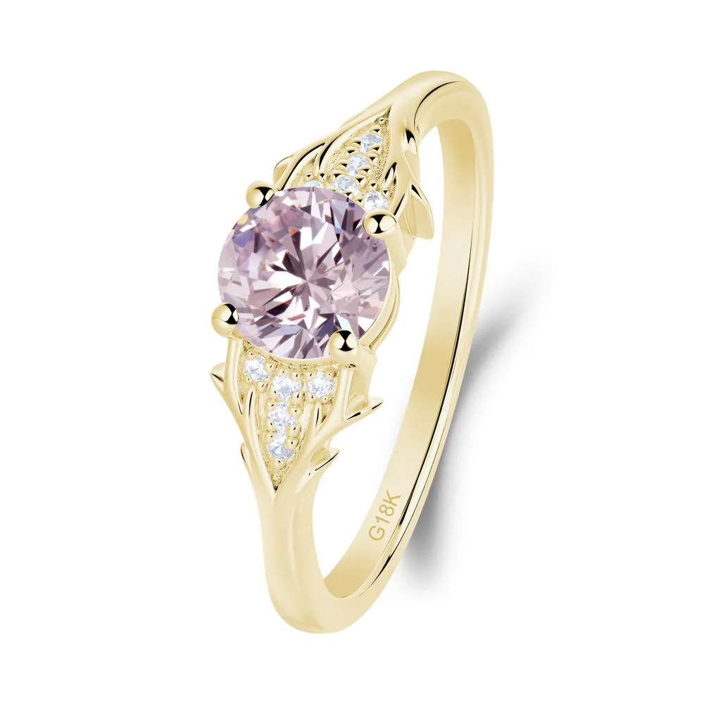 Round Pink Cubic Zirconia Branch Engagement Ring - Image 3