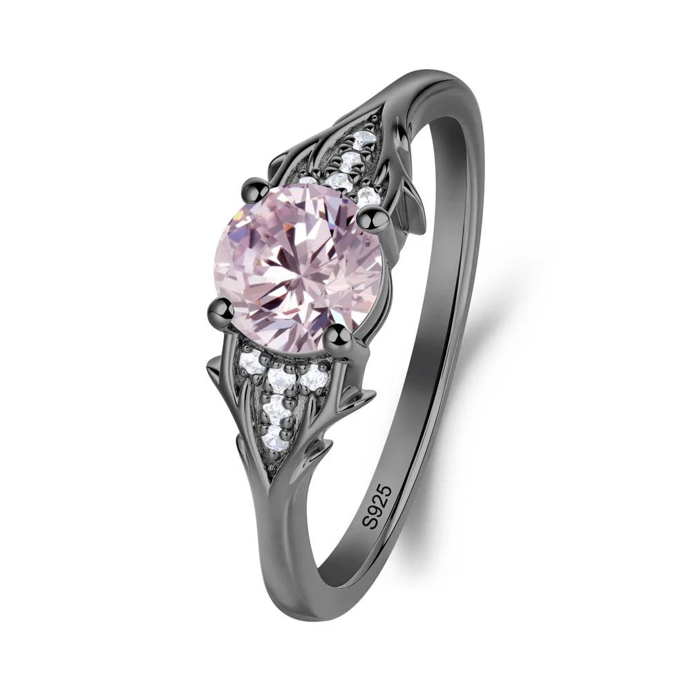 Round Pink Cubic Zirconia Branch Engagement Ring - Image 8